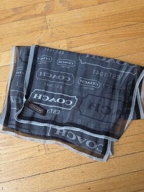 Coach Black and Gray Logo Scarf